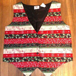Vintage Nutcracker Women's Holiday Red/White Striped Holly Jolly Vest szXL era90